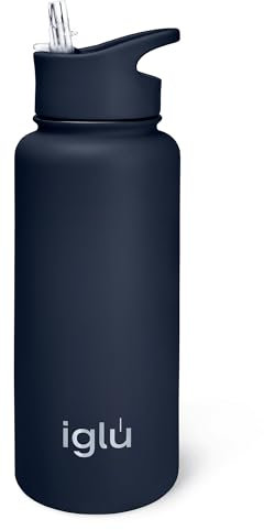 iglu Reusable Water Bottles | Premium Double Walled Stainless Steel | Vacuum Insulated | 24 Hours Cold & 12 Hours Hot | Sweatproof & BPA Free | Great His & Her Eco-Friendly Gift (Blue Lagoon, 1L)