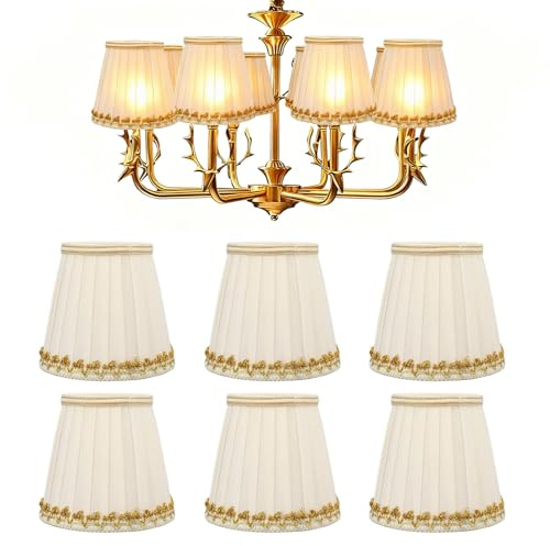 6 st lampskärm, lampskärm i tyg, 9 x 13 x 14 cm liten vägglampa skuggset klämma på glödlampa kandelaber lampor för E14 glödlampa bord ljuskronor vägglampor