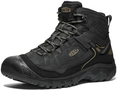 KEEN Men's Targhee 4 Mid Height Durable Comfortable Waterproof Hiking Boots, Triple Black, 9