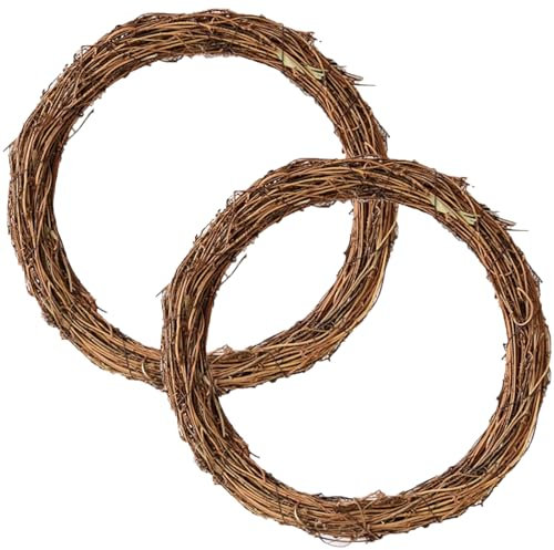 ToKinCen 2 Stück 25 cm Adventskranz Rohling Weihnachtskranz Rebenkranz Türkranz Kranz Rohling für DIY Handwerk Halloween Weihnachten Ostern Herbst Kranz Bastelkranz Hochzeit Party Dekor