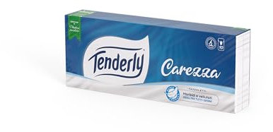 Fazzoletti Tenderly Carezza, 10 Pacchetti da 9 Fazzoletti a 3 Veli, Morbidi e Delicati, Ideali per l'uso Quotidiano, Dermatologicamente Testati, 100% Made in Italy