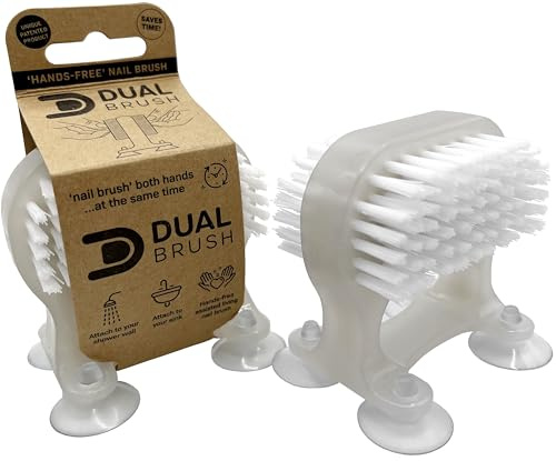 Brosse à ongles double brosse pour nettoyer les ongles des deux mains en même temps avec un design unique de ventouse, permet de gagner du temps, nettoie les ongles facilement et rapidement à fixer au