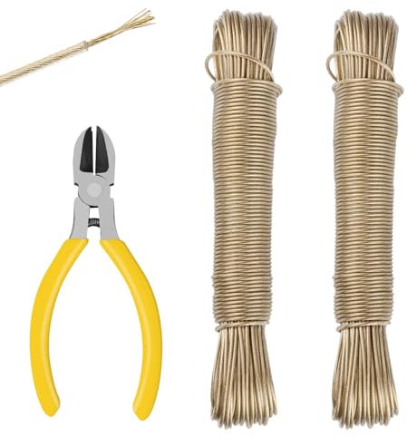 2 Piezas Cuerda Tendedero Exterior, 30m Cable Acero Plastificado y 1 Pinza de Alambre de Acero, Cuerda para Tender Ropa Exterior con Una Capacidad de Carga De 120kg para Camping Jardín Exterior