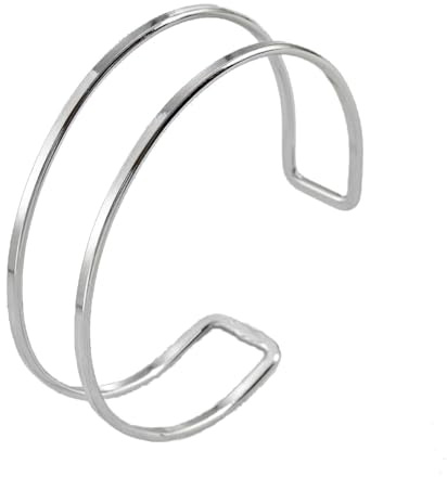 Hebterrka Bracelet jonc minimaliste Bracelet superposé Bracelet ouvert Bracelet élégant Bracelet rond Bijoux empilables, argenté, L