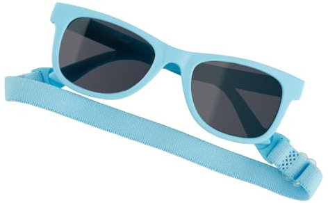 Luckious Baby Sunglasses for Infants - Polarized Silicone Sun Shades with Adjustable Straps for Outdoor Stroller Use - Soft and Comfortable for 0-1 Year Olds(Blue)