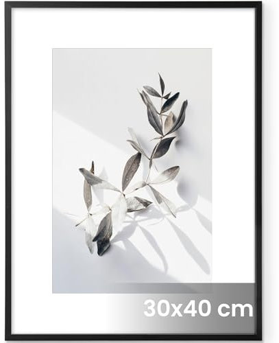 Feihorrm Marco de fotos 30 x 40 cm, negro, marco de fotos de aluminio de 30 x 40 cm, para fotos de 30 x 40 cm, póster sin paspartú o fotos de 19 x 29 cm con paspartú, marco de metal con cristal