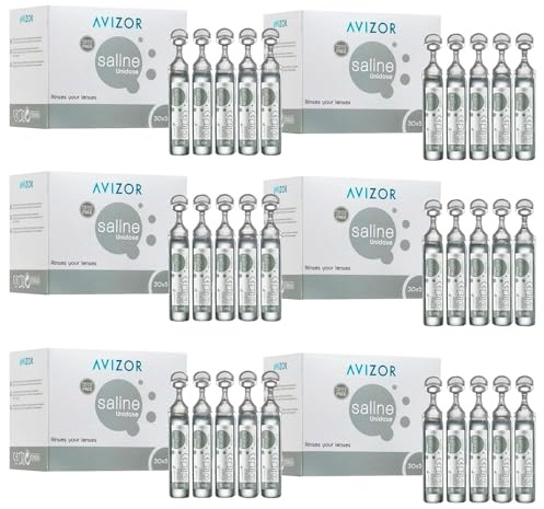 Avizor Saline – Avizor Kochsalzlösung Einzeldosis 30x5ml – Packung mit 6 Boxen – Spülung und Befeuchtung von Kontaktlinsen