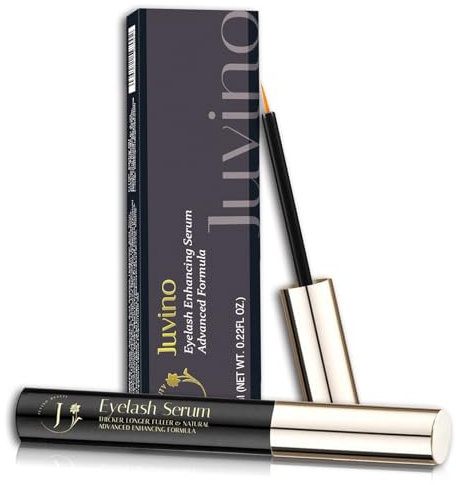 Juvino Wimpernserum – Für längere, vollere Wimpern und definierte Augenbrauen (Schwarz, 5 ml (1er Pack))