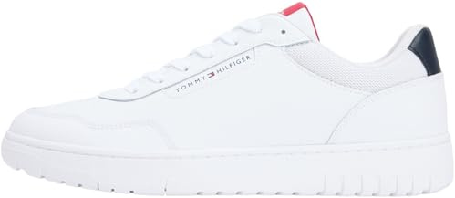 Tommy Hilfiger Uomo Sneakers Court Basket Profilo Basso, Bianco (White), 43