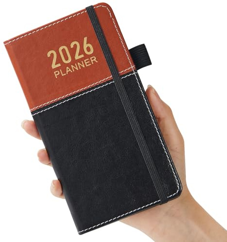 Fickdagbok 2026, A6-dagbok 2026 veckovisning, jan 2026 - dec 2026 vecko- och månadsplanerare för handväska, med elastisk stängning, pennögla, innerficka, 18 x 9,8 cm, liten dagbok för lärare