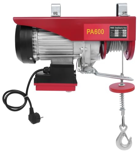 Paranco elettrico 1200 W 220 V argano elettrico con telecomando, portata massima 600 kg, potenza massima di sollevamento 12 m, verricello motore con due imbracature per officina/magazzino/costruzione