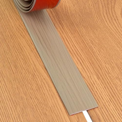 JTPMYFT Perfiles de transición autoadhesivos for de Suelo, perfiles de Borde for Suelos de Vinilo, adecuados for Juntas de Suelo de Entre 1 y 2 cm.(Gray Wood Grain,4cm)