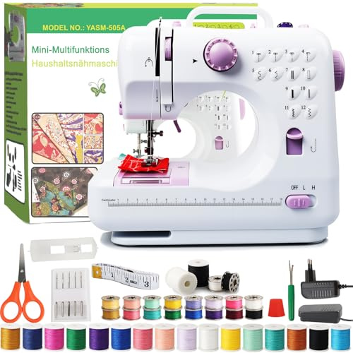 BRICH Macchina da cucire per bambini principianti e bambini – Mini macchina da cucire elettrica portatile a 12 punti, funzione overlock + set da cucito incluso – Ideale per vestiti, cuscini e tessuti