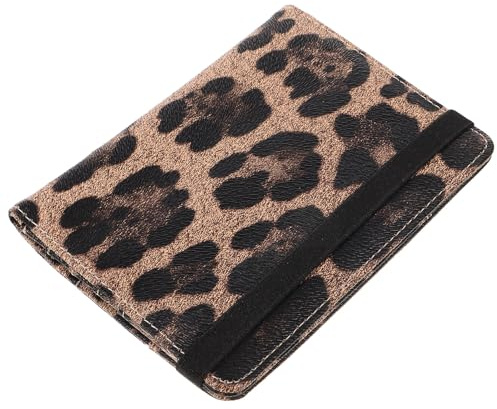 TIKODIDA Portapassaporto in PU Fantasia Leopardata con Protezione Rfid, Portadocumenti da Viaggio Minimalista Multifunzione con Portapenne, Organizer per Passaporto Uomo