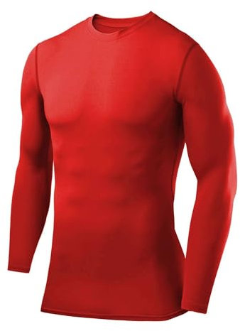 PowerLayer Compression Tops for Men Base Layers Men's Running Top Thermal Shirt - Red, M