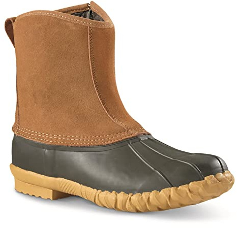 Guide Gear Men’s Side Zip Insulated Leather Duck Boots, Winter Boots for Men, Waterproof Rain Shoes, 400 Gram Tan 13D (Medium)