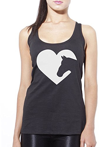 Horse Heart - Womens Vest Tank Top - I Love My Horse Riding Pony S Black