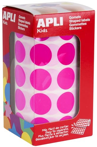 APLI Kids 16721 - runda klistermärken i rullar - färg: Fuchsia - storlek: 20 mm