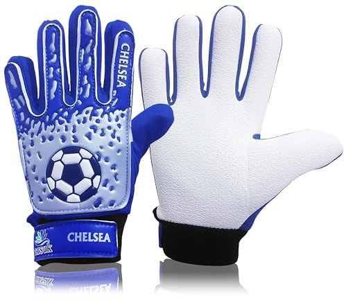 ARSUK Fußball-Torwarthandschuhe für Jungen Kinder Kinder, Fußball-Torwart-Training Handschuhe mit Super Grip Latex Palmen, L:20cm B:10cm Größe: 6