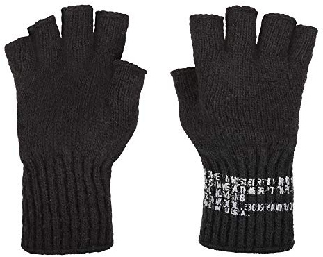 M MCGUIRE GEAR GI Wool Fingerless Glove Liner Inserts, Half Finger Outdoor Tactical Gloves, Skiing, Cycling, Running, Hiking and Climbing Gloves (Black)
