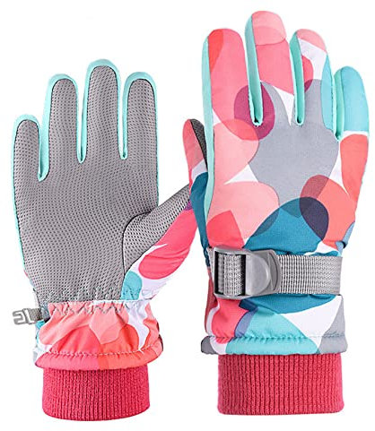 Aurueda Skihandschuhe Kinder Warm Winterhandschuhe Wasserdichte Snowboard Handschuhe Winddichte Winter Schneehandschuhe für 3-6 Jahre Mädchen Jungen Ski Fahren Fahrrad Reiten Laufen Rot, Größe Onesize