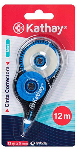 Kathay 86028899 Korrekturband, Maxi, 5 mm x 12 m, zufällige Farben: Gelb, Grün und Blau, schnell trocknend
