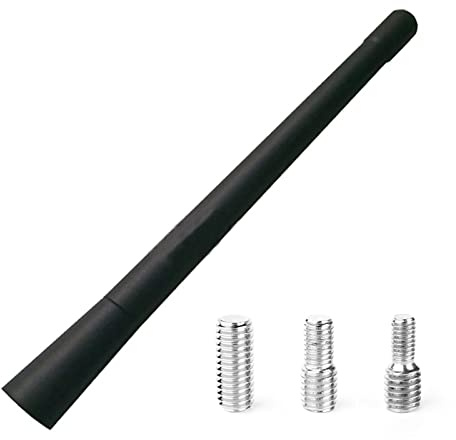 NewTH universell antenn AM/FM/DAB bilradio ersättning 7 tum stubby antenn mast-kit med stark mottagningsfunktion, M4 M5 M6 skruvar – svart