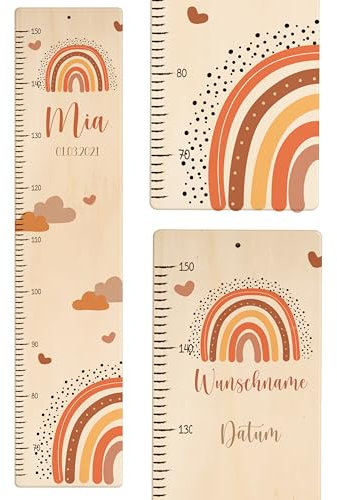 KIDSMOOD - Messlatte für Kinderzimmer Personalisiert, 70-140 cm - Messlatte Kinder Holz personalisiert Mit Namen für Baby- & Kleinkinderzimmer - Individuelles Geschenk für Kinder und Babys zum Geburt