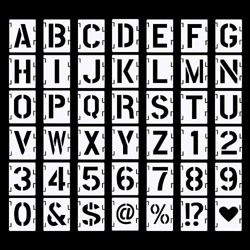 42 Stück Schablone Buchstaben Schablone Zahlen Buchstaben Verbindbar Buchstabenschablonen Kunststoff Buchstaben Zahlen Zeichen Schablonen Wiederverwendbar für Holzschilder Malerei DIY Handwerk 3 Zoll
