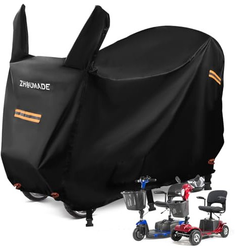 Mobility Scooter Cover Waterproof 124cm, 420D Oxford Large Mobility Scooter Rain Cover for Seniors with Storage Bag, 2 Vents, Wheelchair Accessories Rain Cover (L:124 * 58 * 99cm)