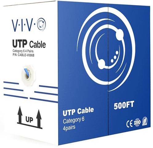 VIVO 500ft Bulk Cat6 Wire, CCA Ethernet Cable, 23 AWG, UTP Pull Box, LAN Network, Blue, CABLE-V006B
