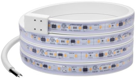 Maxxima 60 in. Hardwired LED Under Cabinet Strip Light, 2300 Lumens, 3000K Warm White, Kitchen and Living Room 120V White Cove Lighting, No Power Supply Needed