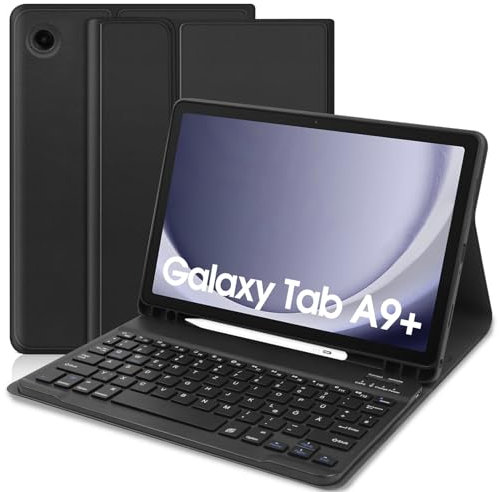 TENGWUDZ Tastatur Hülle für Samsung Galaxy Tab А9 Plus 2023 11 Zoll [QWERTZ Deutsches], Abnehmbar Tastatur Schutzhülle mit Pencil Halter für Samsung Galaxy A9+
