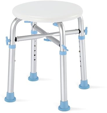 OasisSpace Robuster Kleiner Duschstuhl, 227 kg, Verstellbarer Duschstuhl für Innendusche, Rutschfester runder Duschhocker, Badewannensitzbank mit rutschfesten Gummispitzen für Senioren, Behinderte