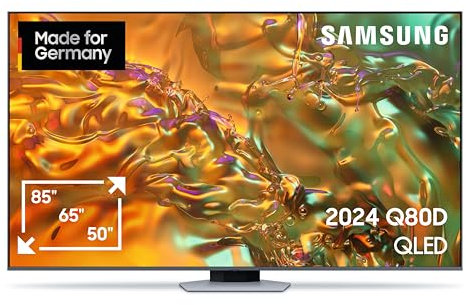 Samsung QLED 4K Q80D Fernseher 55 Zoll, Neural Quantum 4K AI Gen2 Prozessor, AI Upscaling, Direct Fully Array, Smart TV, KI TV, GQ55Q80DATXZG, Deutsches Modell