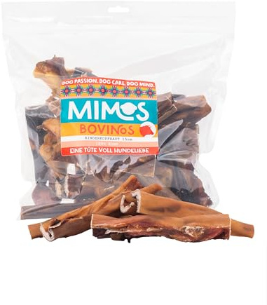 Mimos Peau de tête de bœuf pour chien 25-30 cm, 350 g – Article à mâcher 100 % en bœuf sans additifs, friandises à mâcher de qualité supérieure, idéales pour le nettoyage des dents