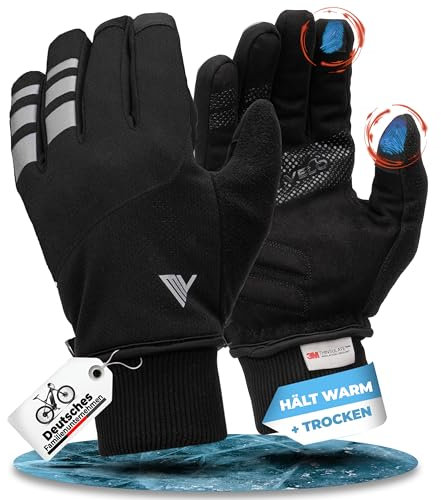 MIVELO Fahrradhandschuhe mit Thermo-Fleece I Wasserfest & Winddichte Handschuhe I Touchscreen fähig I Winterhandschuhe für kalte Temperaturen I Fahrradhandschuhe Herren Winter (Schwarz, XL)