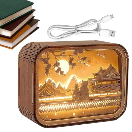 Genérico Puzzle Night Light, Wooden Puzzles LED Night Light, Wood Carved Table Lamp with Fascinating Light and Shadow Effect, Decorative Light for Study Room, Bedroom, Living Room, Work Area
