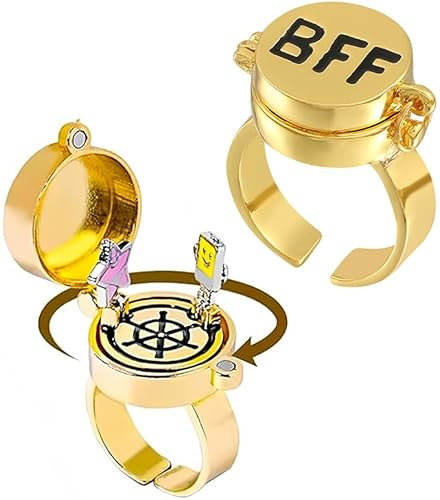 YeahBoom 2 Stück Beste Freunde für Immer Ringe,Einstellbar Offene Kappe Ring,Süßes BFF Ring,Freundschaftsring,Schmuckgeschenke für Frauen Mädchen