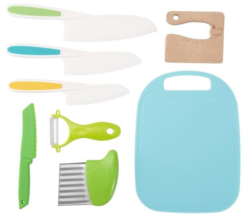 Set coltelli bambini dai 2 anni | Utensili Montessori cucina 8 pezzi | Accessori sicuri per piccoli chef | Kit Mon Petit Chef | Montessori cooking per bimbi