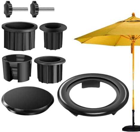 Nhujevkom Accessoires De Support De Base Pour Parasol,Kit De Vis Et Bouchons De Fixation Pour Support Parapluie - Support D'Attache Résistant À L'Usure Pour Balcons Terrasses Jardins Et Cours
