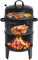 Barbacoa de carbón vegetal 3 en 1, ahumador con termómetro y tapa, extraíble, intensidad del viento ajustable, horno para ahumar para interior, exterior, 80 x 40 cm