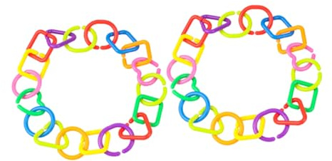 NIYANGLE 70pcs Geometric Linking Rings Chain for Sensory Development and Teething Multifunctional Clips for Stroller and Crib Accessories Educational Playset for Fine Motor Skills