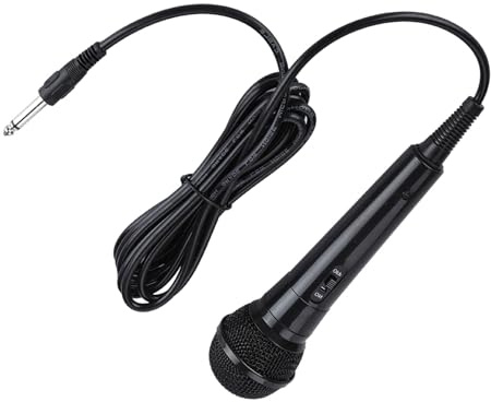 Cryfokt Microphone karaoké Dynamique Filaire, Voix Claire pour le Chant à la Main, Microphone à Bobine Mobile et Débutants (BLACK)