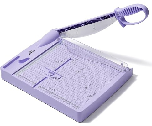JIELISI A4 Heavy Duty Guillotine Paper Cutter Cuts Up to 32 Sheets,12 Inch | Cuts Thick Paper, Delivers Straight Clean Cuts,Safety Guard & Blade Lock, Purple,Clear Size Marking for Accurate Trimming