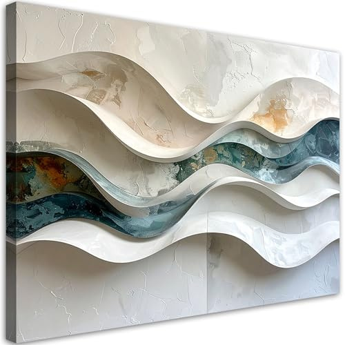 Feeby - Impression sur Toile - Déco Murale Pour le Salon et la Chambre - Vagues abstraites - 60x40 1partie - Tableau Mural - Peintures sur Toile - Modern Canvas - Wall Art