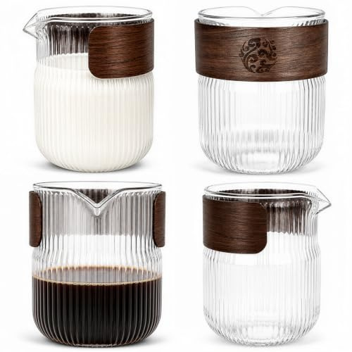 Rzspher 4 st milk jugs, small, 300 ml Transparent Glass Milk Jugs