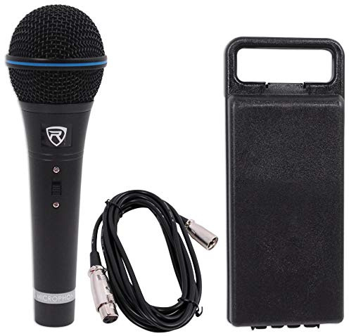 Rockville RMM-XLR Super Cardioid Dynamic Microphone, 600 Ohm, Metal Body, On/Off Switch, 10ft XLR Cable, Black Finish, for Live Performances and Vocals