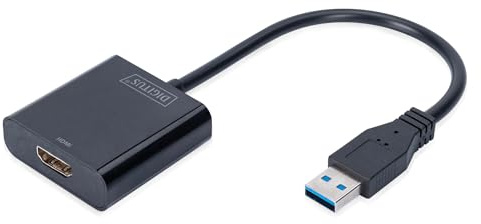 DIGITUS USB 3.0 Grafik Adapter, USB A zu HDMI Typ A, Full HD, 1920x1080 Pixel, Kunststoff, Schwarz