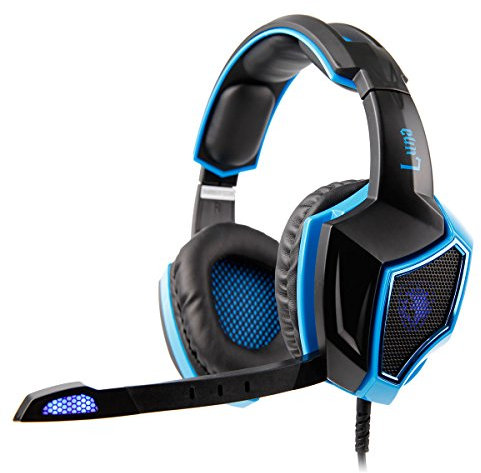 SADES SA-968 Luna PC Gaming Auriculares estéreo, 7.1 Virtual Surround, Cable Anti Enredos, LED, negro/azul